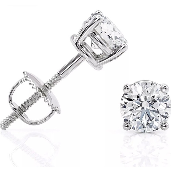 14k White Gold 0.50 Ctw Round Cut FL/D Brilliant GRA Moissanite Stud Earring 5mm - Picture 8 of 9